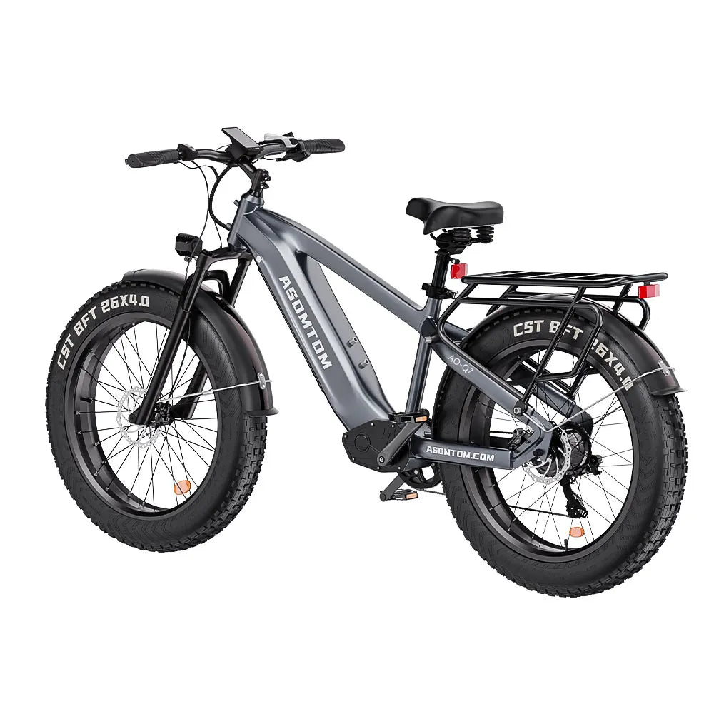 HKM-108627 Aluminum Alloy Electric Bike with 48V Battery, 15Ah, 7-Speed, 20" Fat Tires, Central Motor, Disc Brakes, 30-50km/h Speed