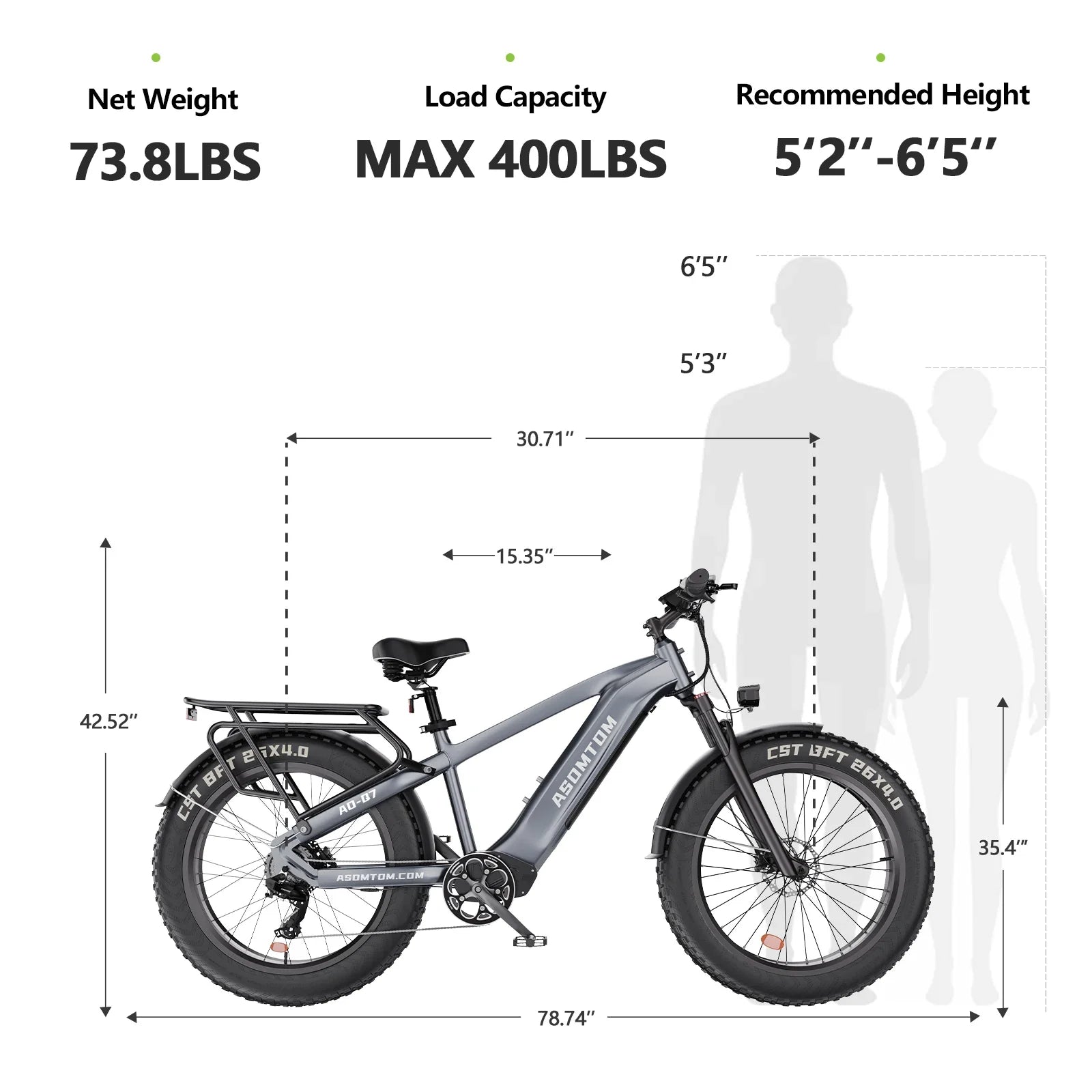 HKM-108627 Aluminum Alloy Electric Bike with 48V Battery, 15Ah, 7-Speed, 20" Fat Tires, Central Motor, Disc Brakes, 30-50km/h Speed
