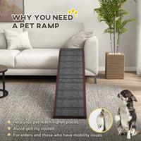 HKM-1087805 Pet Ramp for Dogs and Cats with Non-Slip Carpet, Platform, and Durable Pine Wood Construction, 74" x 16" x 25"