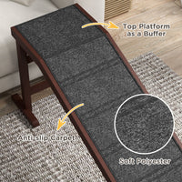 HKM-1087805 Pet Ramp for Dogs and Cats with Non-Slip Carpet, Platform, and Durable Pine Wood Construction, 74" x 16" x 25"