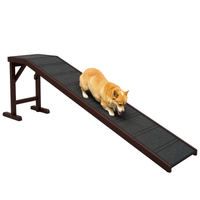 HKM-1087805 Pet Ramp for Dogs and Cats with Non-Slip Carpet, Platform, and Durable Pine Wood Construction, 74" x 16" x 25"