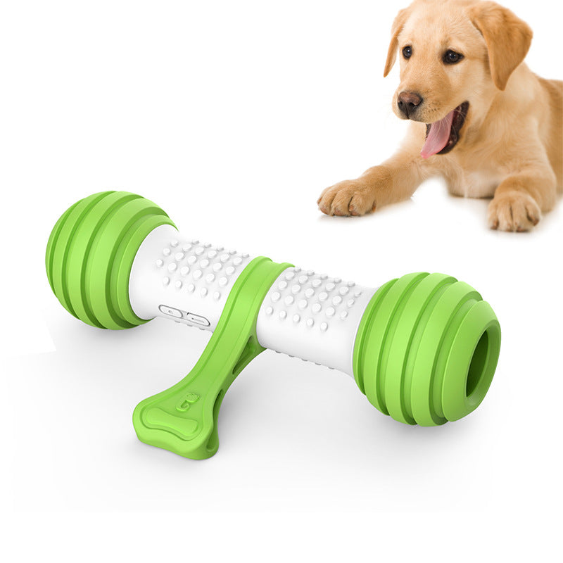 HKM-1087933 Electric Automatic Dog Toy - Happy Bone Design, TPR-ABS Material, Green Color, Anti-Boring Fun