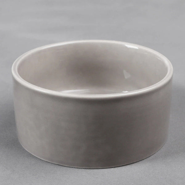 HKM-108819 Stylish Bamboo Wood Frame Ceramic Pet Bowl in Monochrome Colors