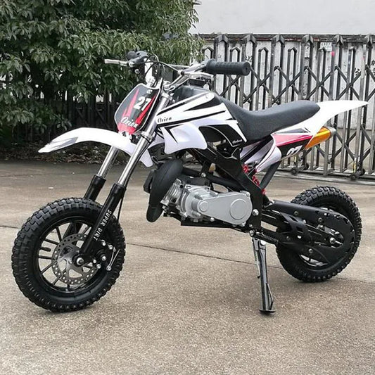HKM-108883 49cc Kids Mini Dirt Bike with 2-Stroke Engine, 30KM/H Max Speed, Pull Start/Electric Start, Disc Brakes, 8-10 Inch Wheels