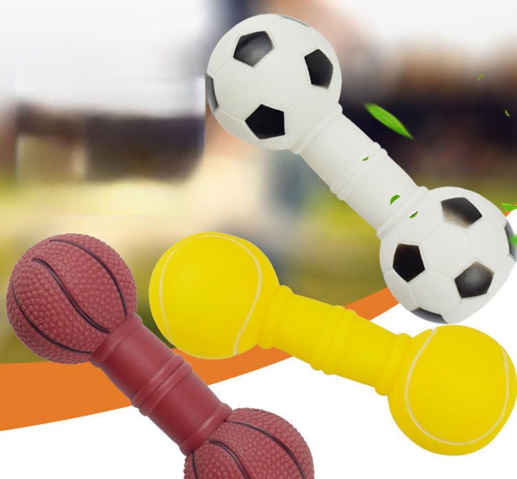 HKM-1089597 Squeaky Football Dumbbell Dog Chew Toy, Non-Toxic PVC, Soft & Fun Design