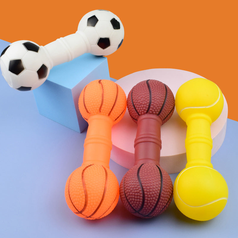 HKM-1089597 Squeaky Football Dumbbell Dog Chew Toy, Non-Toxic PVC, Soft & Fun Design