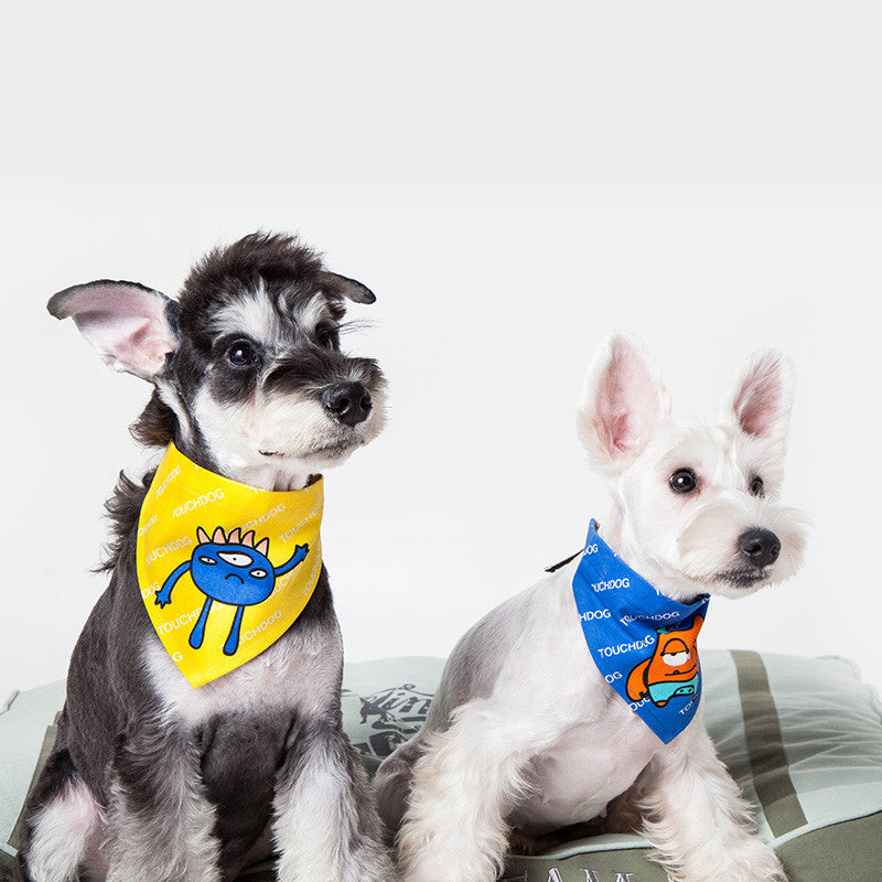 HKM-1089725 Pet Cartoon Print Triangle Scarf for Playful Pets