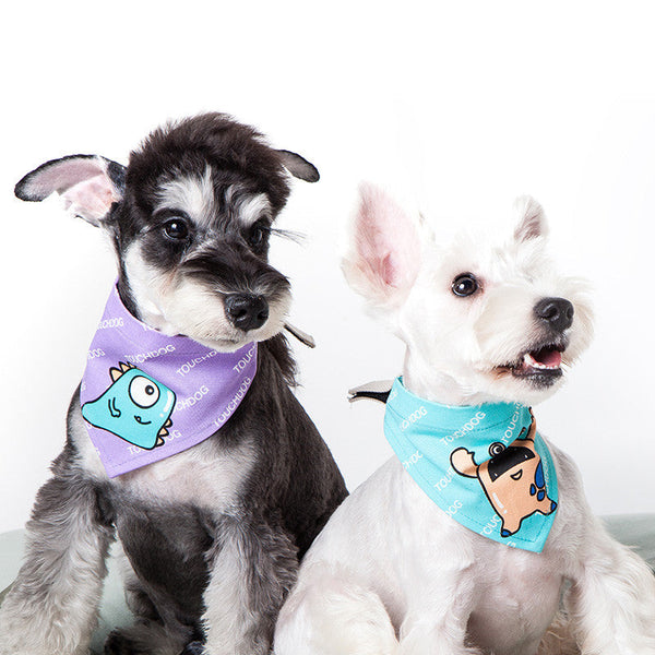 HKM-1089725 Pet Cartoon Print Triangle Scarf for Playful Pets