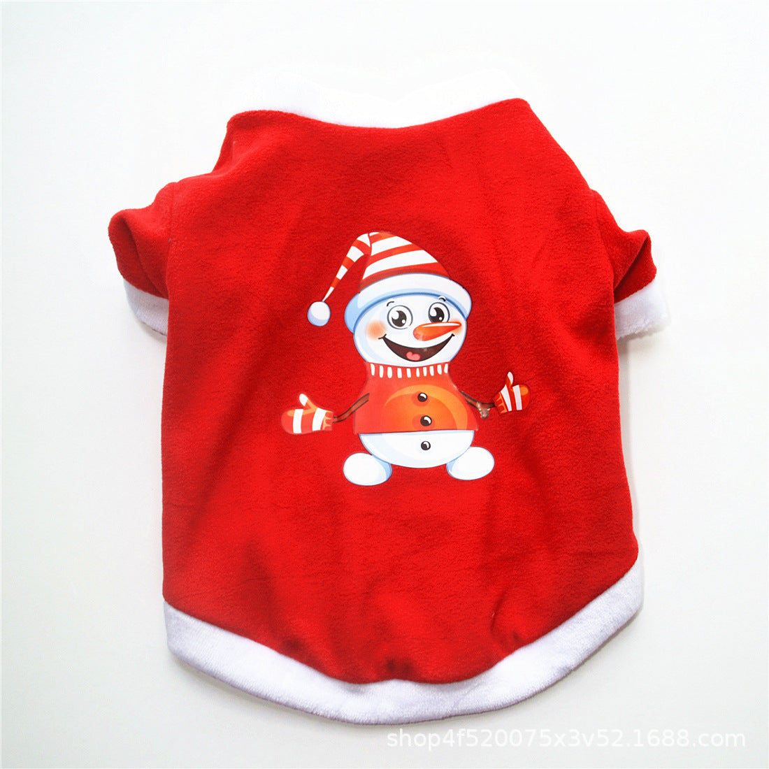 HKM-1090493 Christmas-Themed Polar Fleece Dog Apparel in Red, Green, and Snowman Styles