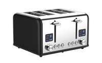 HKM-109203 Stainless Steel Electric 4-Slice Toaster with LED Display and Heat-Proof Crumb Tray