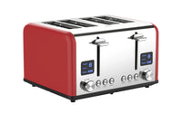 HKM-109203 Stainless Steel Electric 4-Slice Toaster with LED Display and Heat-Proof Crumb Tray