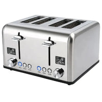 HKM-109203 Stainless Steel Electric 4-Slice Toaster with LED Display and Heat-Proof Crumb Tray