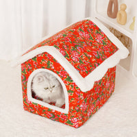 HKM-1092157 Cozy Chinese Style Cat Nest - Warm, Enclosed Cat House for All Seasons, Extra Large Size