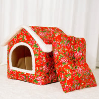 HKM-1092157 Cozy Chinese Style Cat Nest - Warm, Enclosed Cat House for All Seasons, Extra Large Size