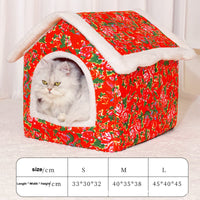 HKM-1092157 Cozy Chinese Style Cat Nest - Warm, Enclosed Cat House for All Seasons, Extra Large Size