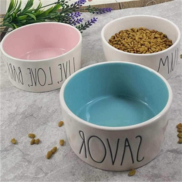 HKM-1092285 Ceramic Pet Bowl for Dogs and Cats - Available in Multiple Colors and Sizes
