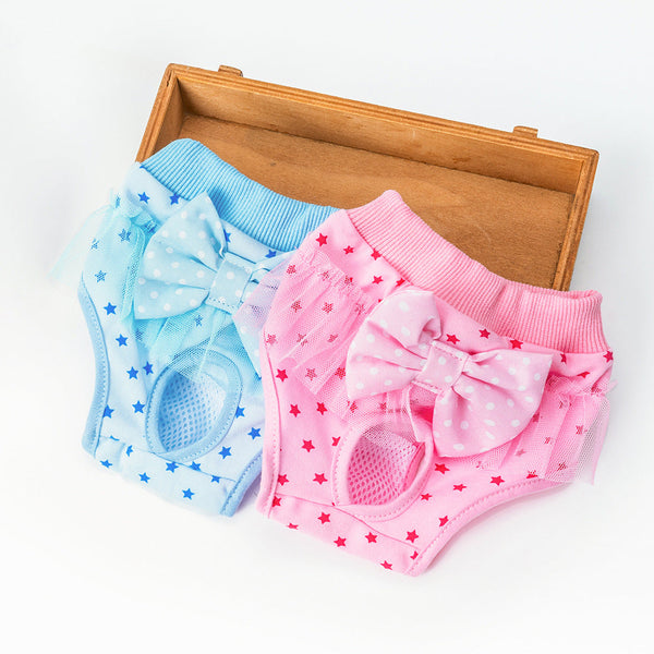 HKM-1092669 Female Canine Menstrual Safety Pants with Bowknot Design - Multiple Colors and Sizes Available