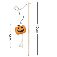HKM-1092925 Cute Plush Pumpkin Halloween Cat Teaser Stick - 40cm, Multiple Designs Available