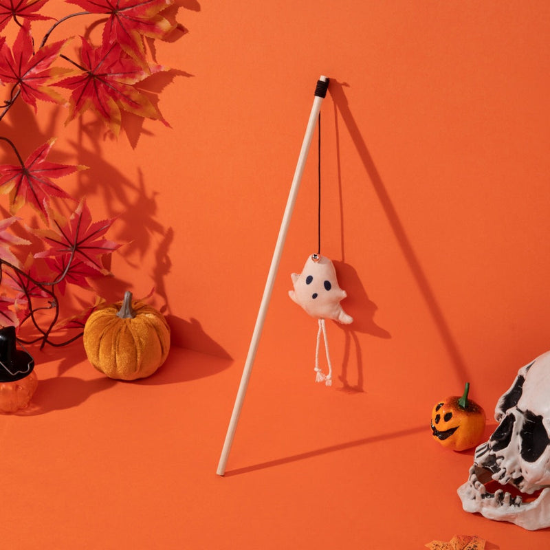 HKM-1092925 Cute Plush Pumpkin Halloween Cat Teaser Stick - 40cm, Multiple Designs Available
