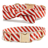 HKM-1094077 Striped Anti-Lost Dog Collar in Candy Green and Candy Red with Engravable Options
