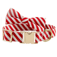 HKM-1094077 Striped Anti-Lost Dog Collar in Candy Green and Candy Red with Engravable Options