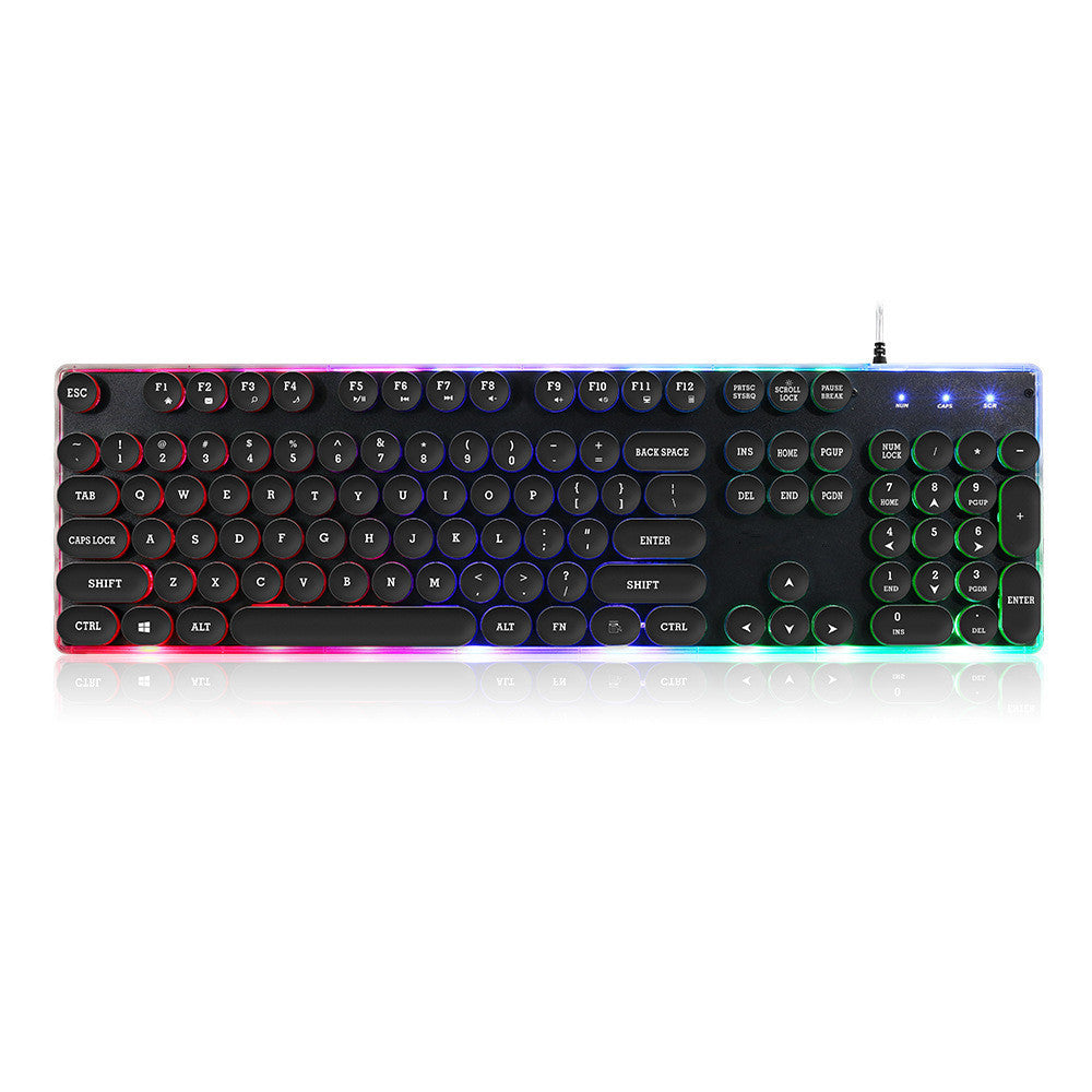 HKM-109523 Luminous Backlit Mechanical Gaming Keyboard with 104 Keys - USB Wired Connection