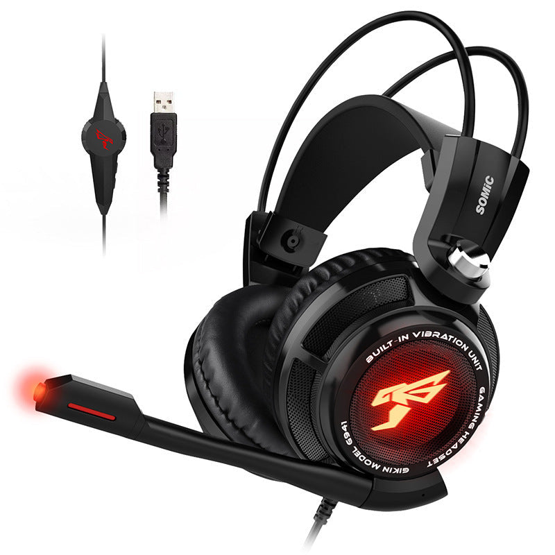HKM-109523 Over-Ear Wired Gaming Headset with Noise-Canceling Microphone and High-Quality Sound