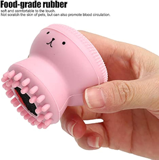 HKM-1095357 Foaming Pet Bath Brush with Shampoo Dispenser - Soft Rubber Shower Scrubber for Dogs and Cats, Portable and Easy to Clean