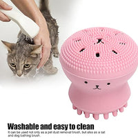 HKM-1095357 Foaming Pet Bath Brush with Shampoo Dispenser - Soft Rubber Shower Scrubber for Dogs and Cats, Portable and Easy to Clean