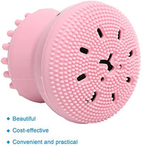 HKM-1095357 Foaming Pet Bath Brush with Shampoo Dispenser - Soft Rubber Shower Scrubber for Dogs and Cats, Portable and Easy to Clean