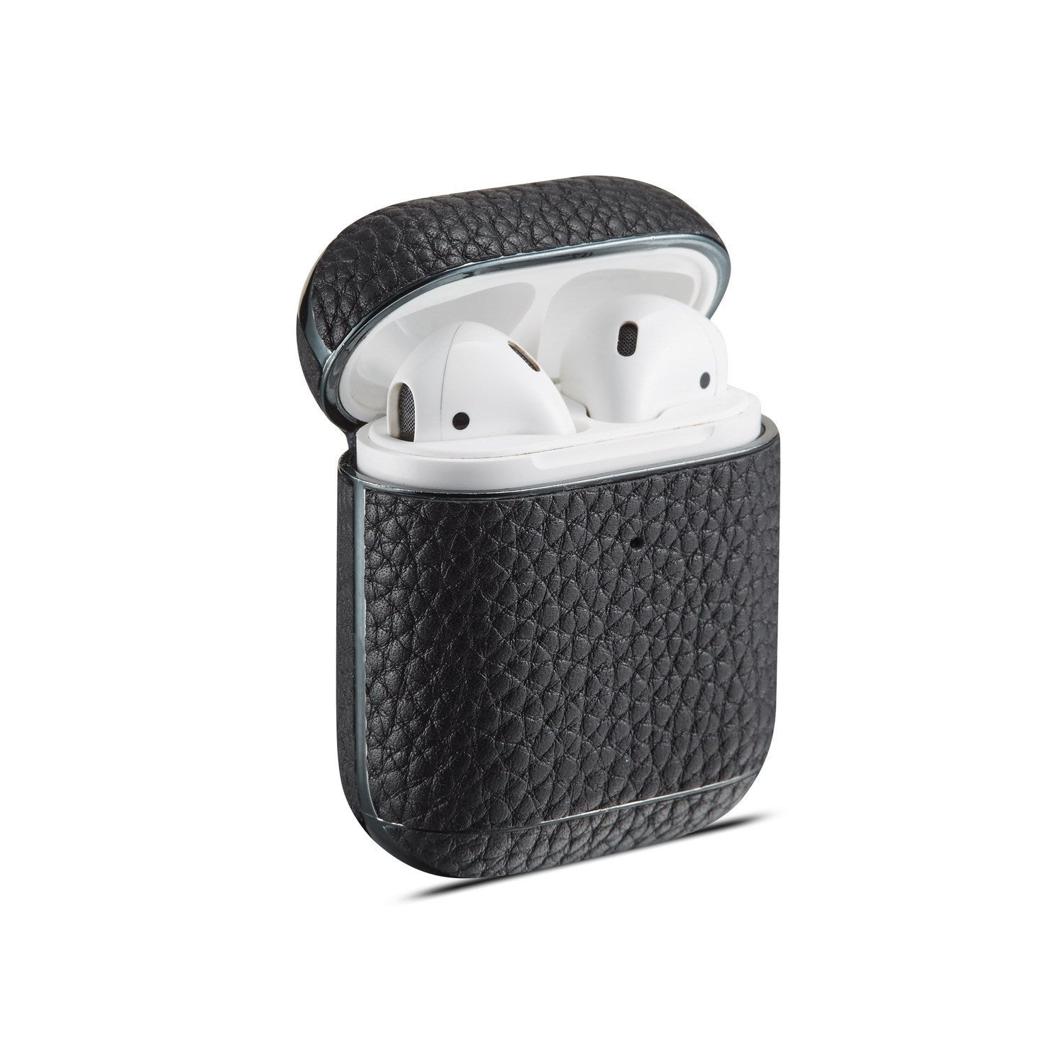 HKM-109651 Leather Lychee Pattern Case for AirPods 1/2 with Electroplating Finish