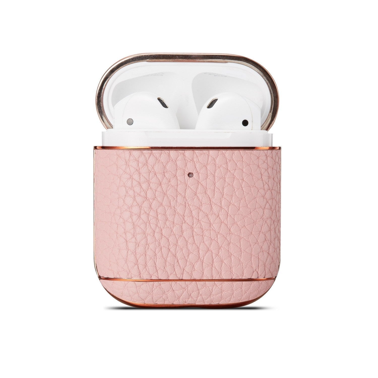 HKM-109651 Leather Lychee Pattern Case for AirPods 1/2 with Electroplating Finish