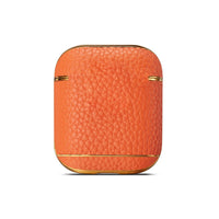 HKM-109651 Leather Lychee Pattern Case for AirPods 1/2 with Electroplating Finish