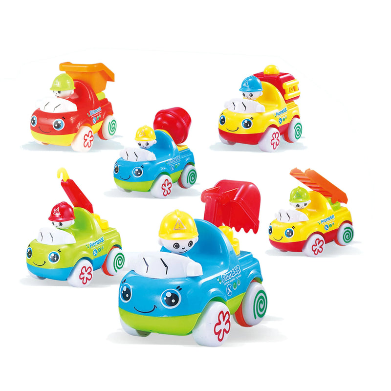 HKM-109715 Mini Friction Inertia Construction Toy Trucks Set - 6 Pcs for Kids Ages 3+