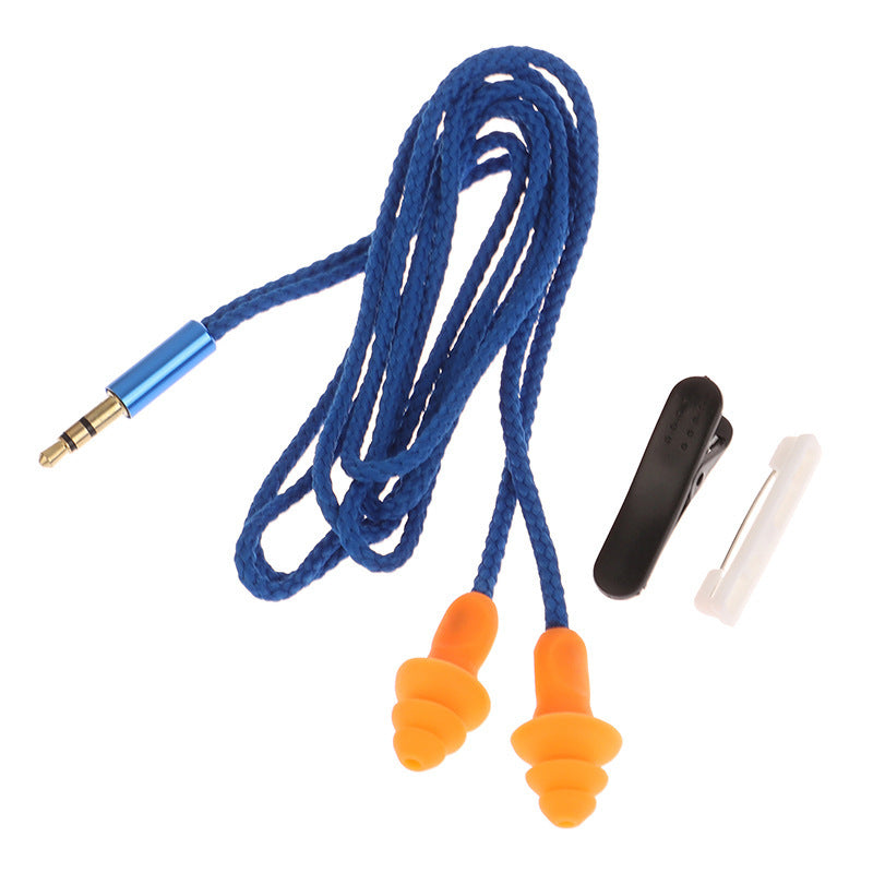 HKM-109779 Wired Soundproof Earbuds with Multiple Length Options in Blue and Yellow
