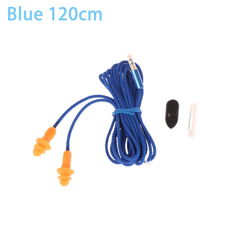HKM-109779 Wired Soundproof Earbuds with Multiple Length Options in Blue and Yellow