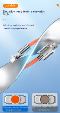HKM-109843 Rotating Elbow Fast Charge USB Cable for Mobile Gaming - 1.5m Length, Multiple Interfaces