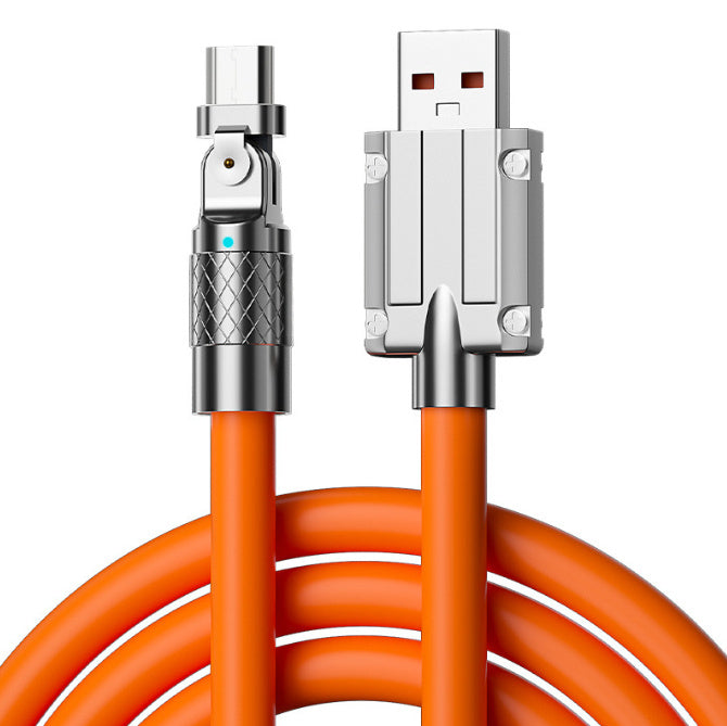 HKM-109843 Rotating Elbow Fast Charge USB Cable for Mobile Gaming - 1.5m Length, Multiple Interfaces
