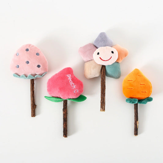 HKM-109907 Plush Molar Chew Stick for Cats – Colorful Fruit and Vegetable Designs