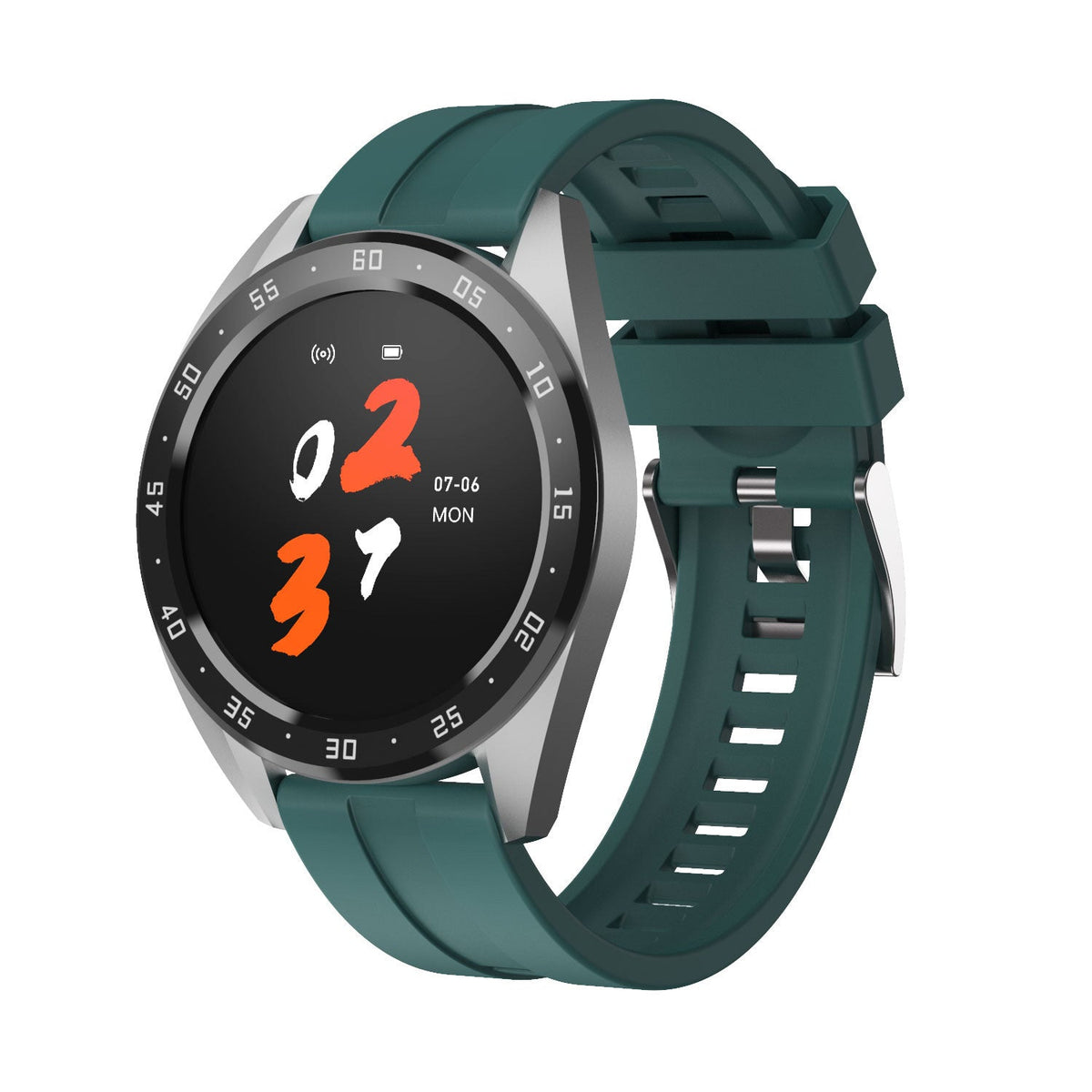 HKM-109971 Smart Watch with Heart Rate, Blood Pressure, and Blood Oxygen Monitoring – 1.3-Inch IPS Color Screen, Step Counting, Sleep Analysis, and Health Tracking, Silicone Wristband