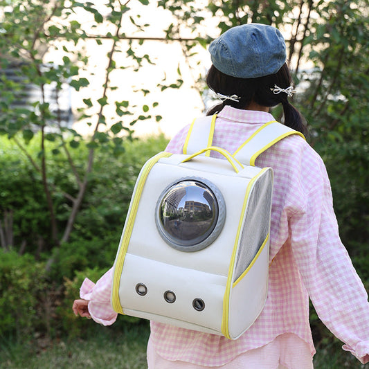 HKM-1100093 Breathable Large Capacity Pet Backpack for Travel - Solid Color Options Available