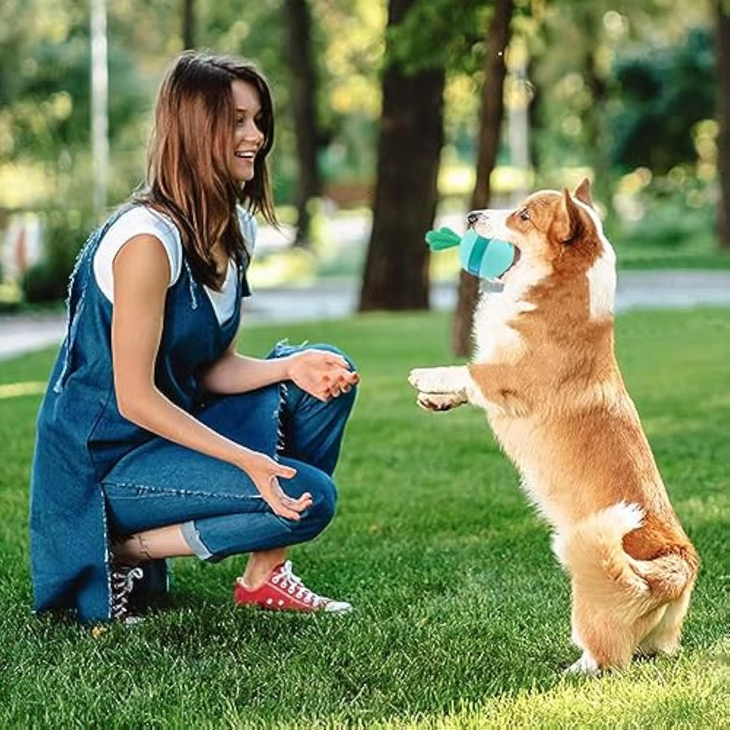 HKM-1101117 Interactive Treat Dispensing Dog Toy - Food Puzzle Ball for Medium to Large Dogs, Durable Rubber Chew Toy