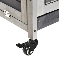 HKM-1101501 Elevated Wooden Indoor Rabbit and Guinea Pig Enclosure with Enclosed Run and Wheels