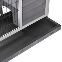 HKM-1101501 Elevated Wooden Indoor Rabbit and Guinea Pig Enclosure with Enclosed Run and Wheels