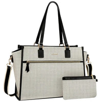 HKM-110163 Large Capacity Leather Work Tote Bag Set for Office, Business, School, and Travel - 15.6 inch Laptop Compatible