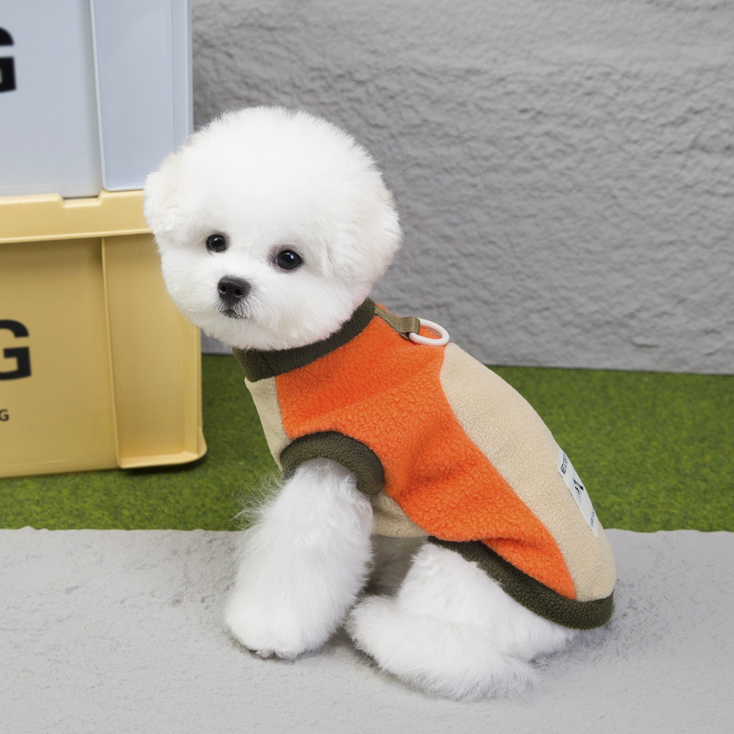 HKM-1102397 Cozy Unisex Dog Apparel for Fall and Winter in Brown, Beige, and Orange
