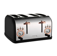 HKM-110355 Stainless Steel 4-Slice Toaster with Long Slot and Custom Clear White Finish