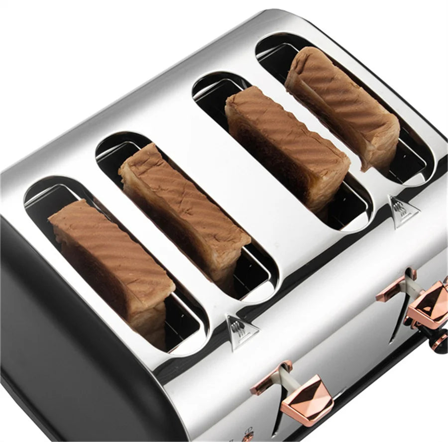 HKM-110355 Stainless Steel 4-Slice Toaster with Long Slot and Custom Clear White Finish