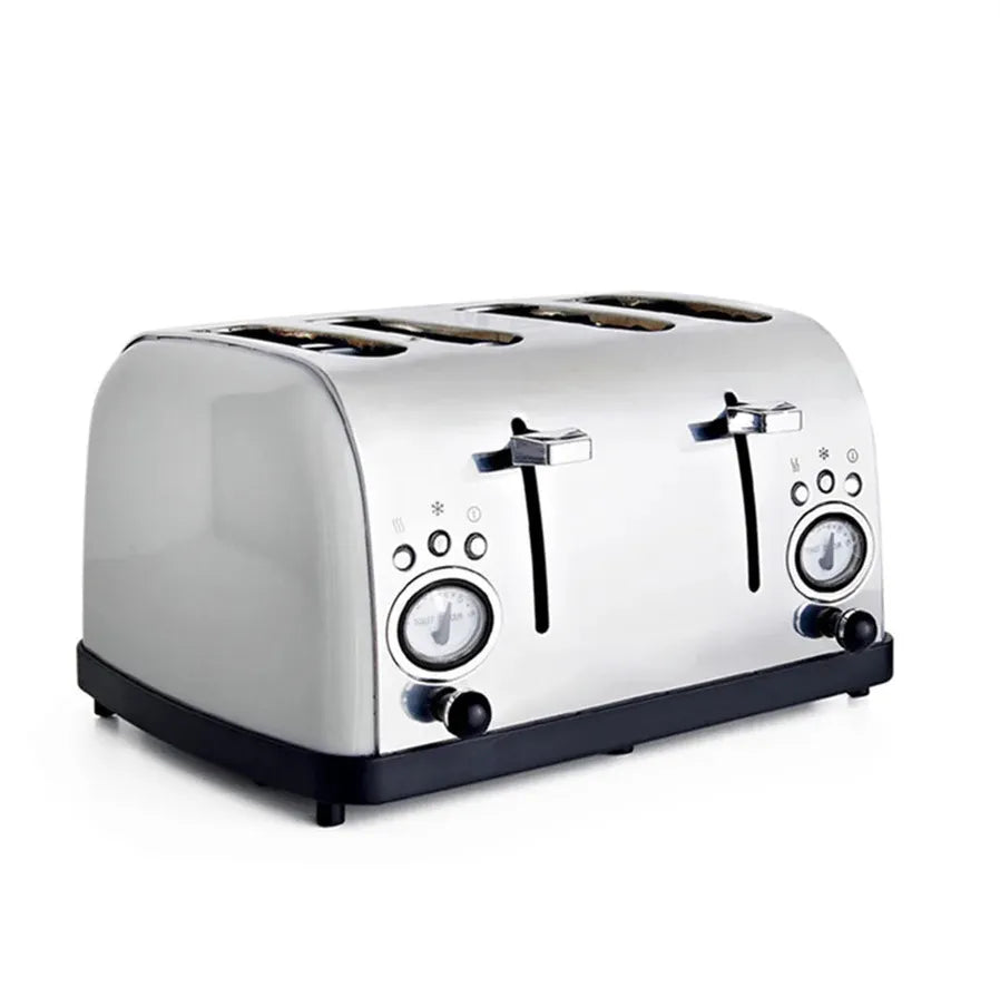 HKM-110355 Stainless Steel 4-Slice Toaster with Long Slot and Custom Clear White Finish