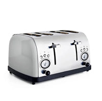 HKM-110355 Stainless Steel 4-Slice Toaster with Long Slot and Custom Clear White Finish